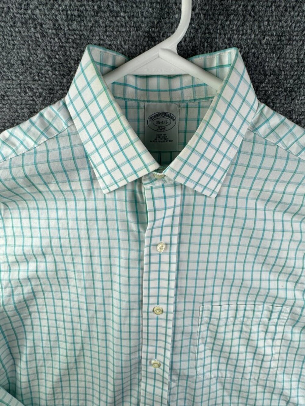 Brooks Brothers 15 34/35 Button Up Shirt Men’s Long Sleeve Slim Fit Blue Check